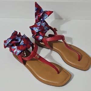 Tommy Hilfiger Red and Blue Sandals with Adjustable Ankle Wraps